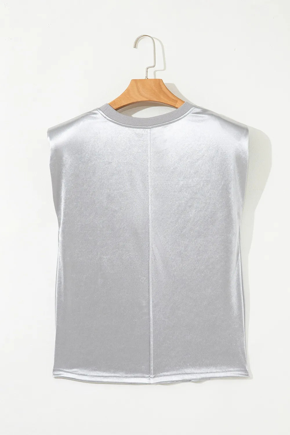 Round Neck Satin Tank Top - cas7m