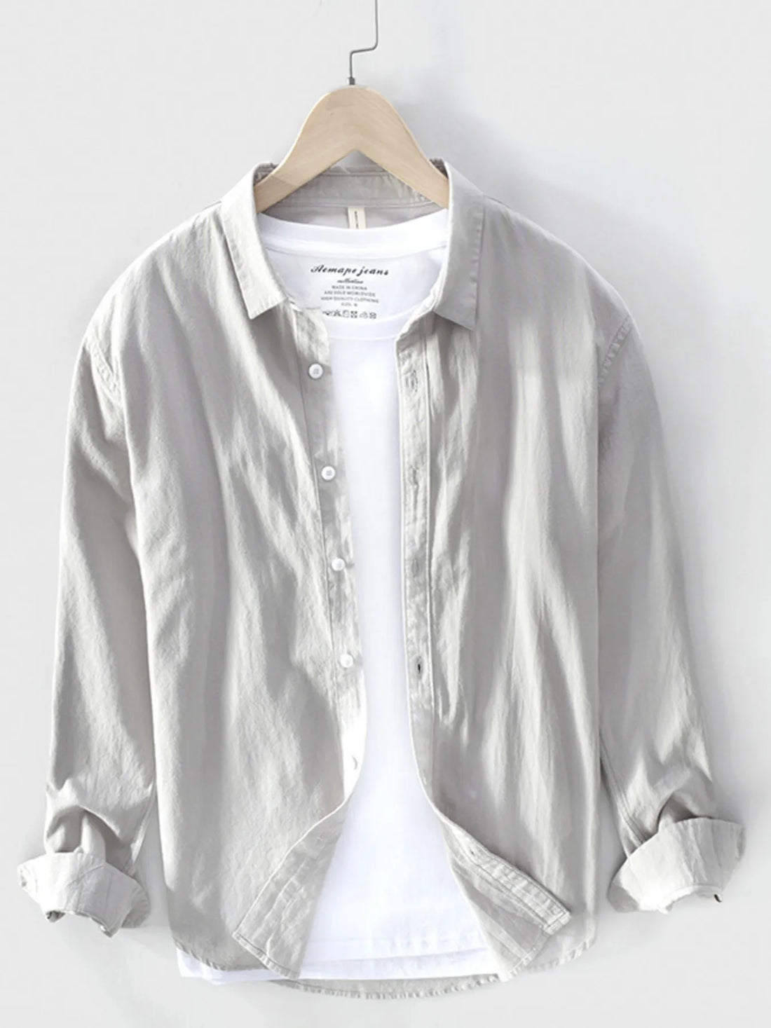 Men's Plus Size Long Sleeve Button-Up Shirt - cas7m