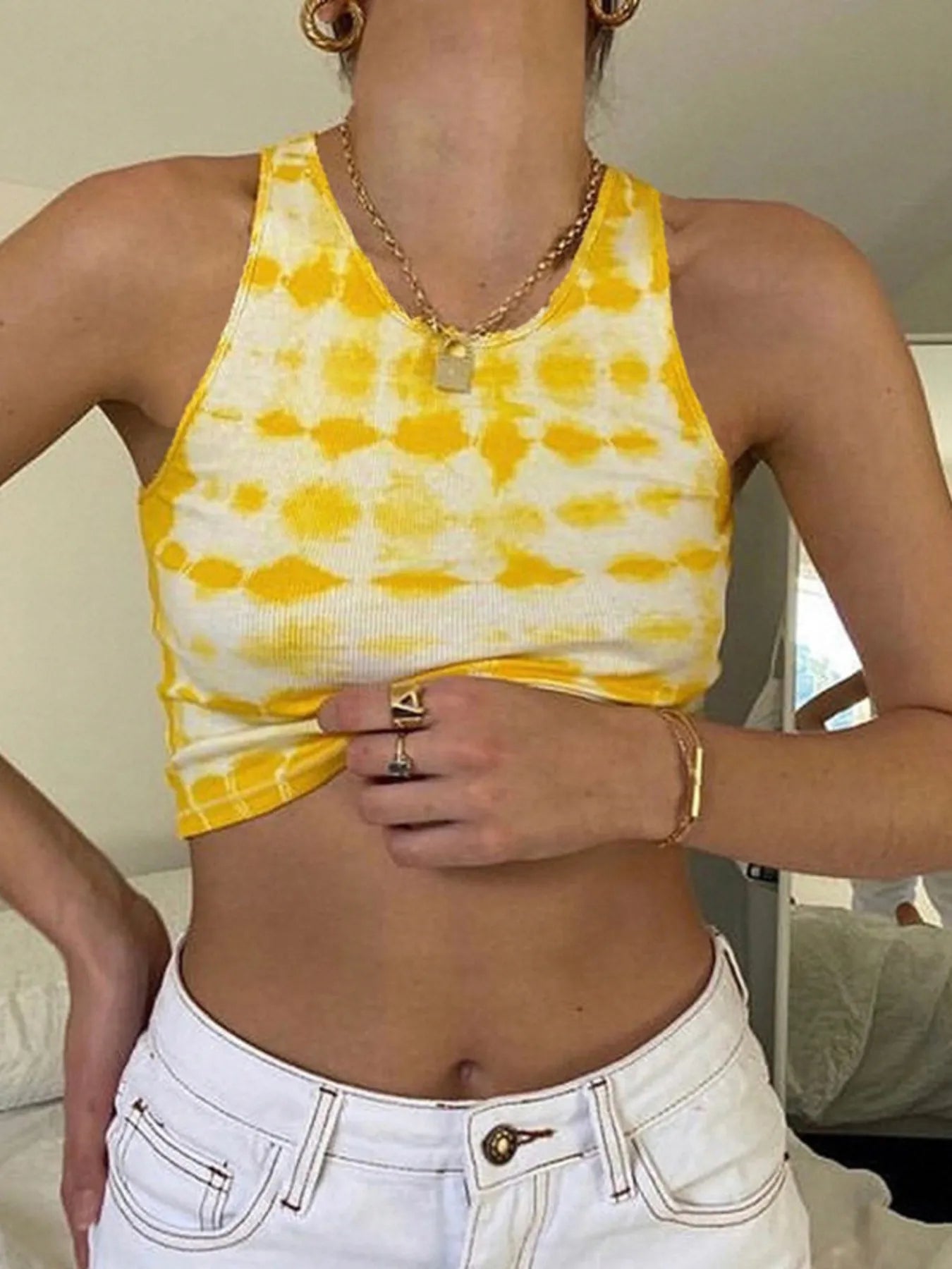 Tie-Dye Ribbed Tank Top - cas7m