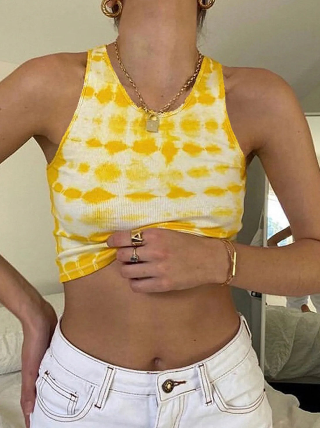 Tie-Dye Ribbed Tank Top - cas7m