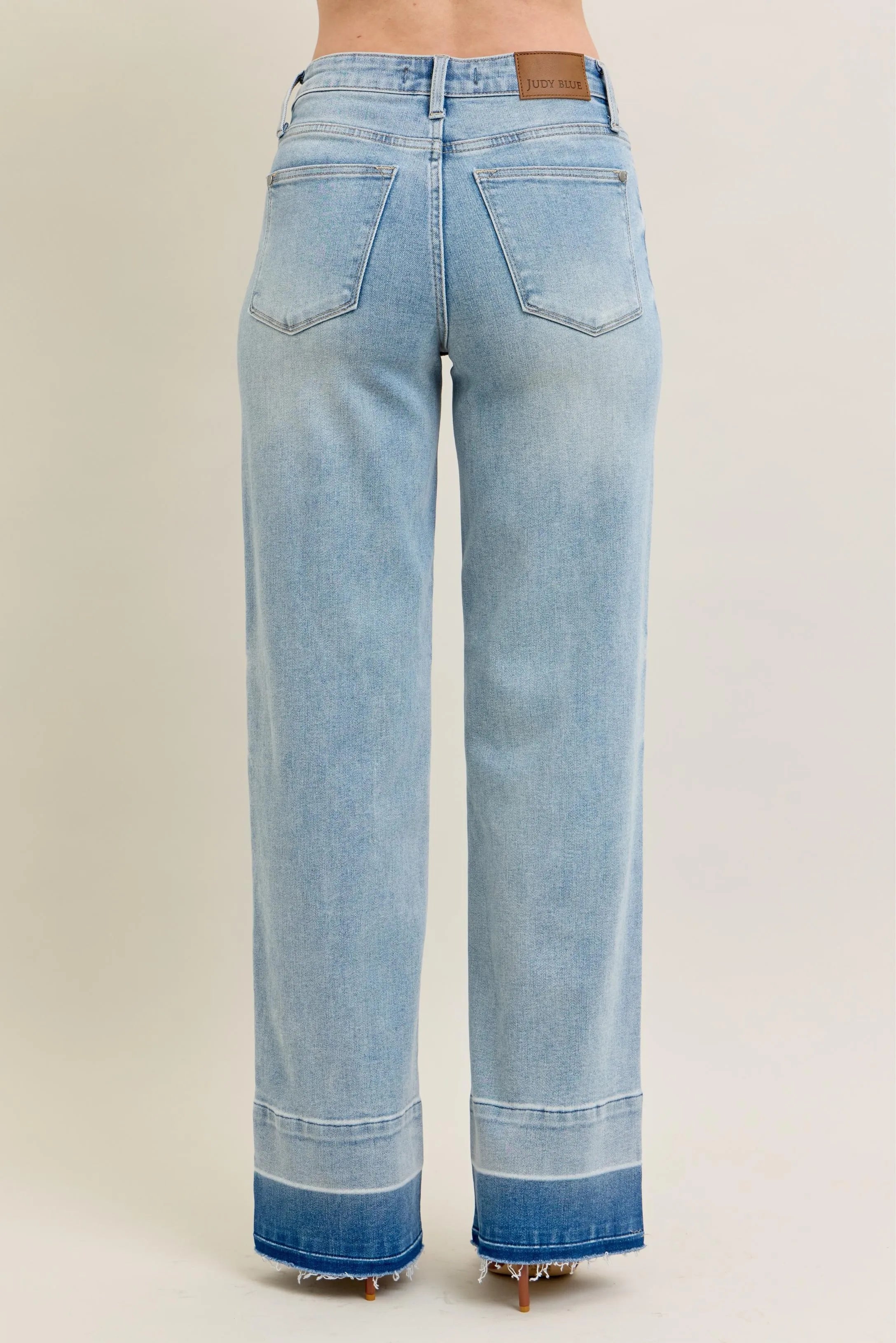 Judy Blue Full Size Mr Release Hem Wide Leg Jeans Plus Size - cas7m