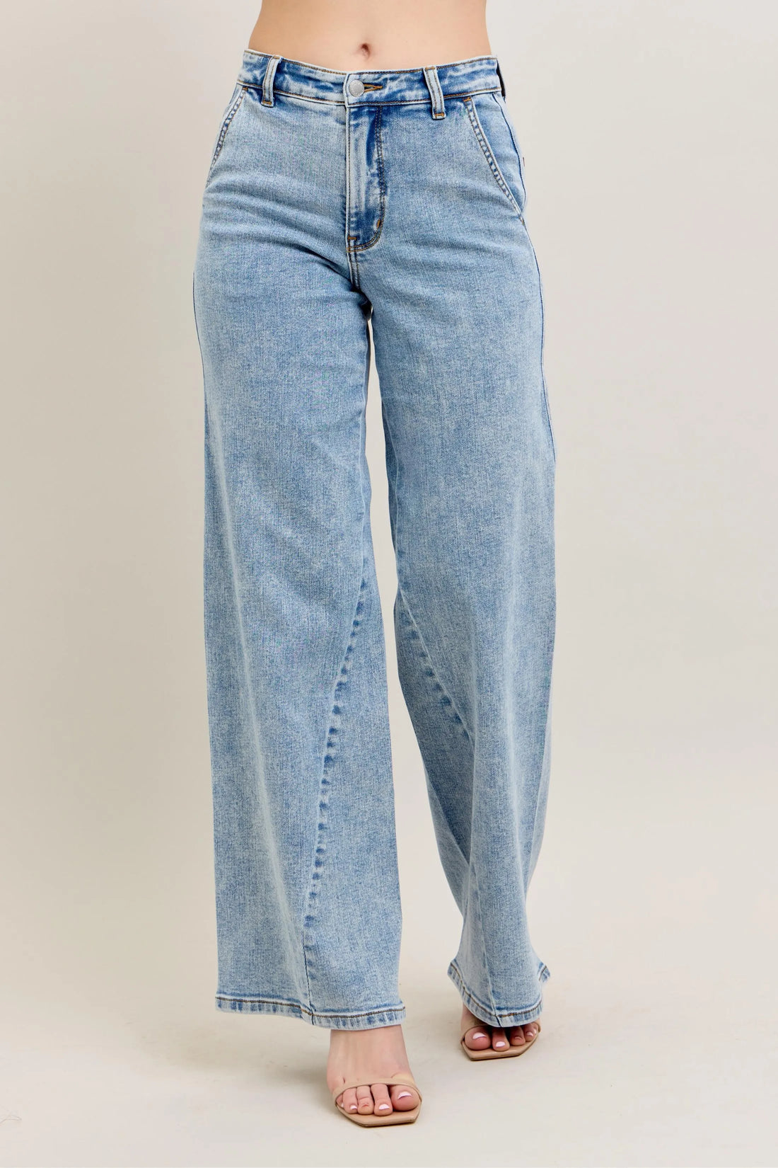 Judy Blue Full Size High Waist Wide Leg Jeans with Skewed Inseam Plus Size - cas7m