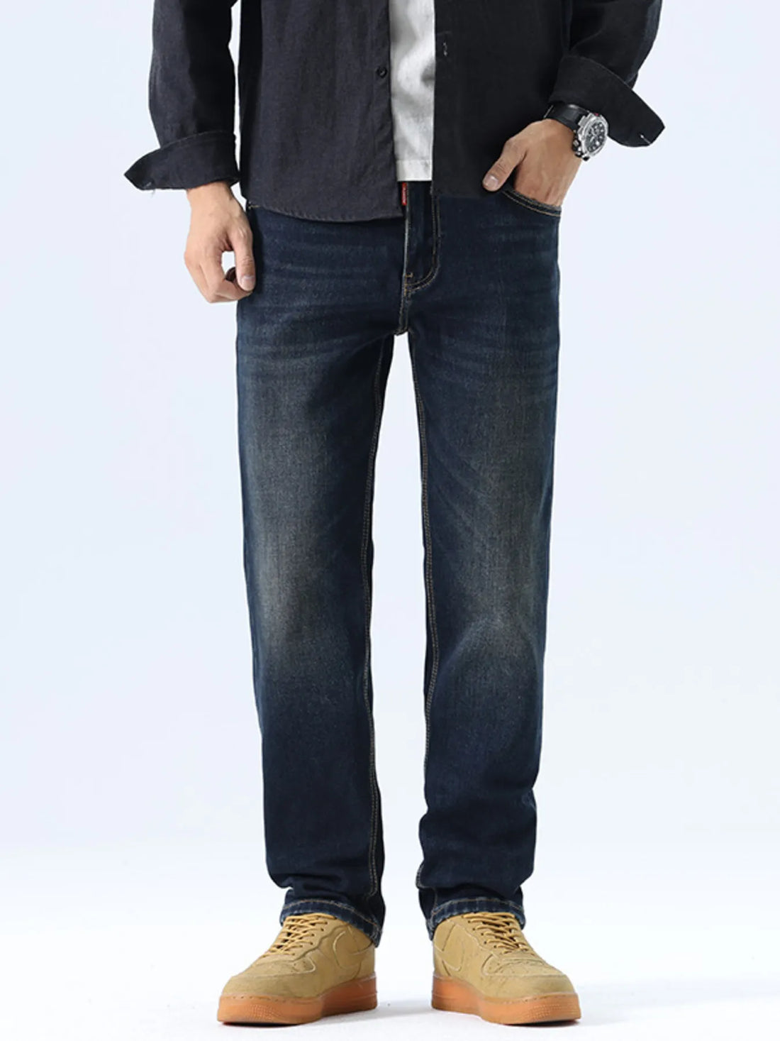 Men's Straight Leg Washed Jeans - cas7m