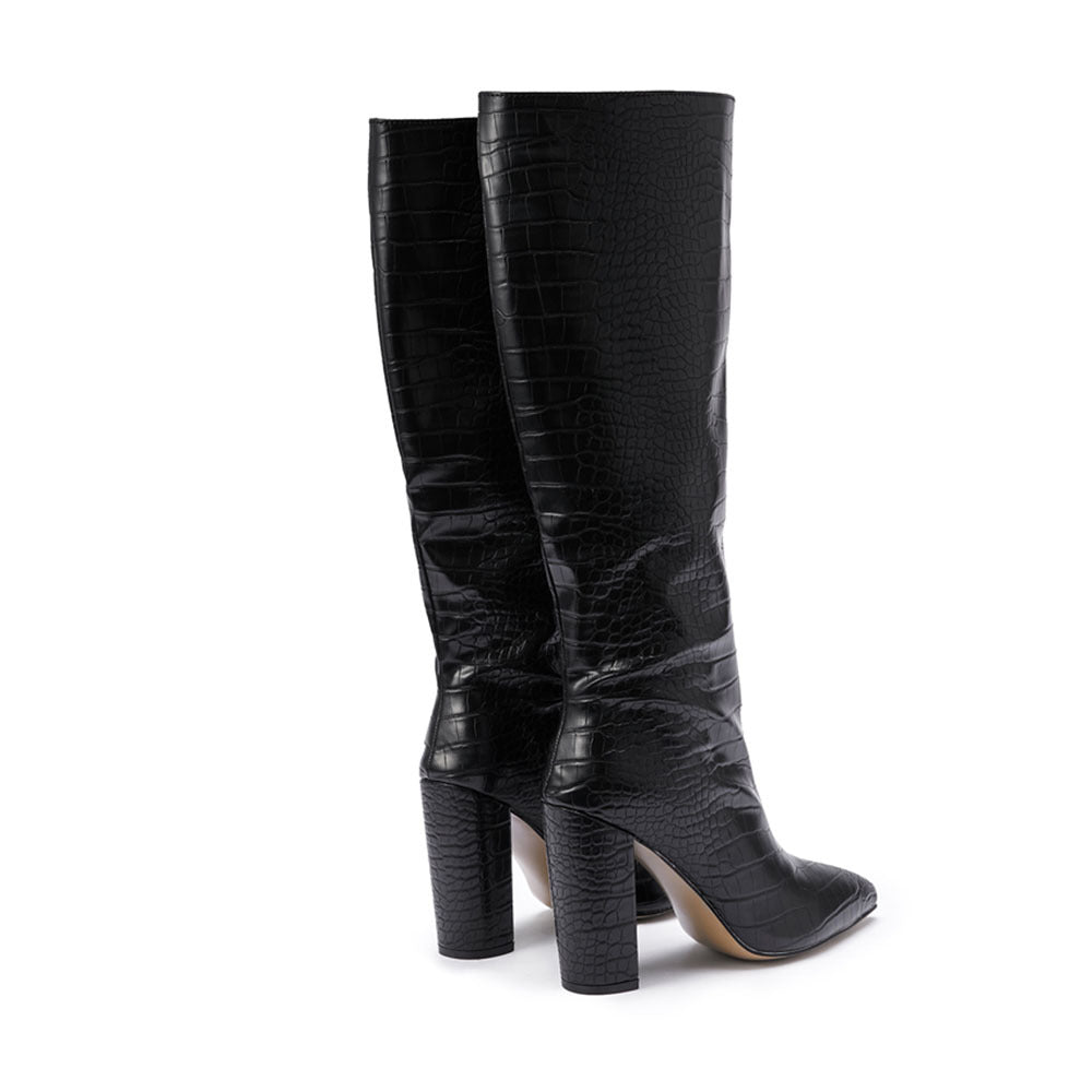 Knee-High Pointed Thick Heel Women's Fashion Boots