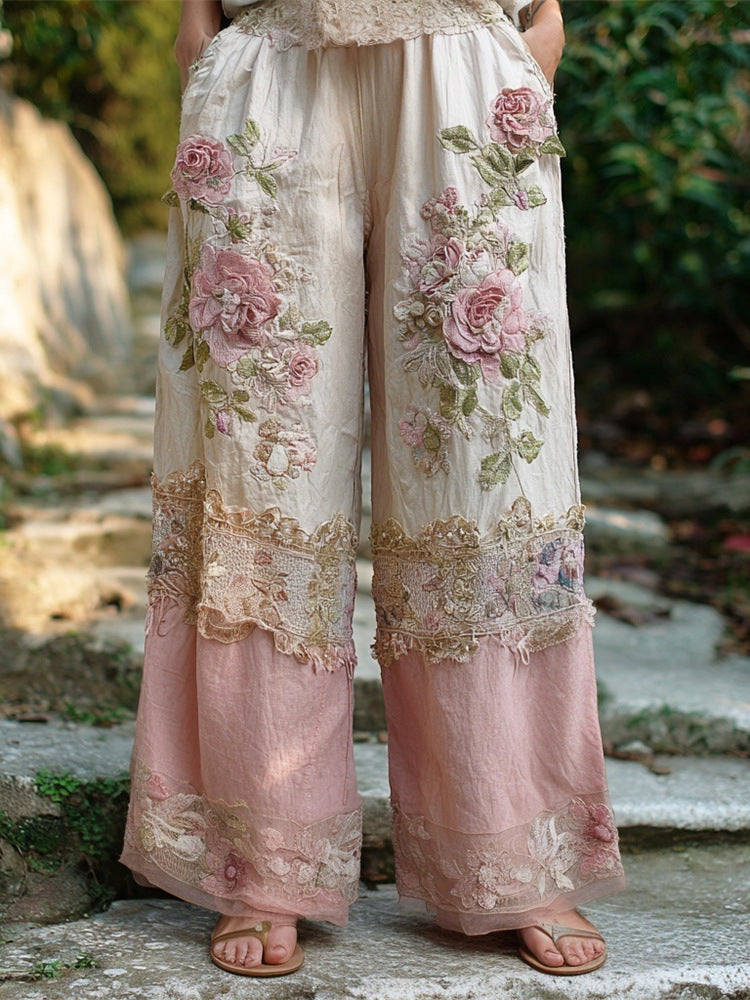 Womens Retro Casual Versatile Wide-leg Pants - cas7m