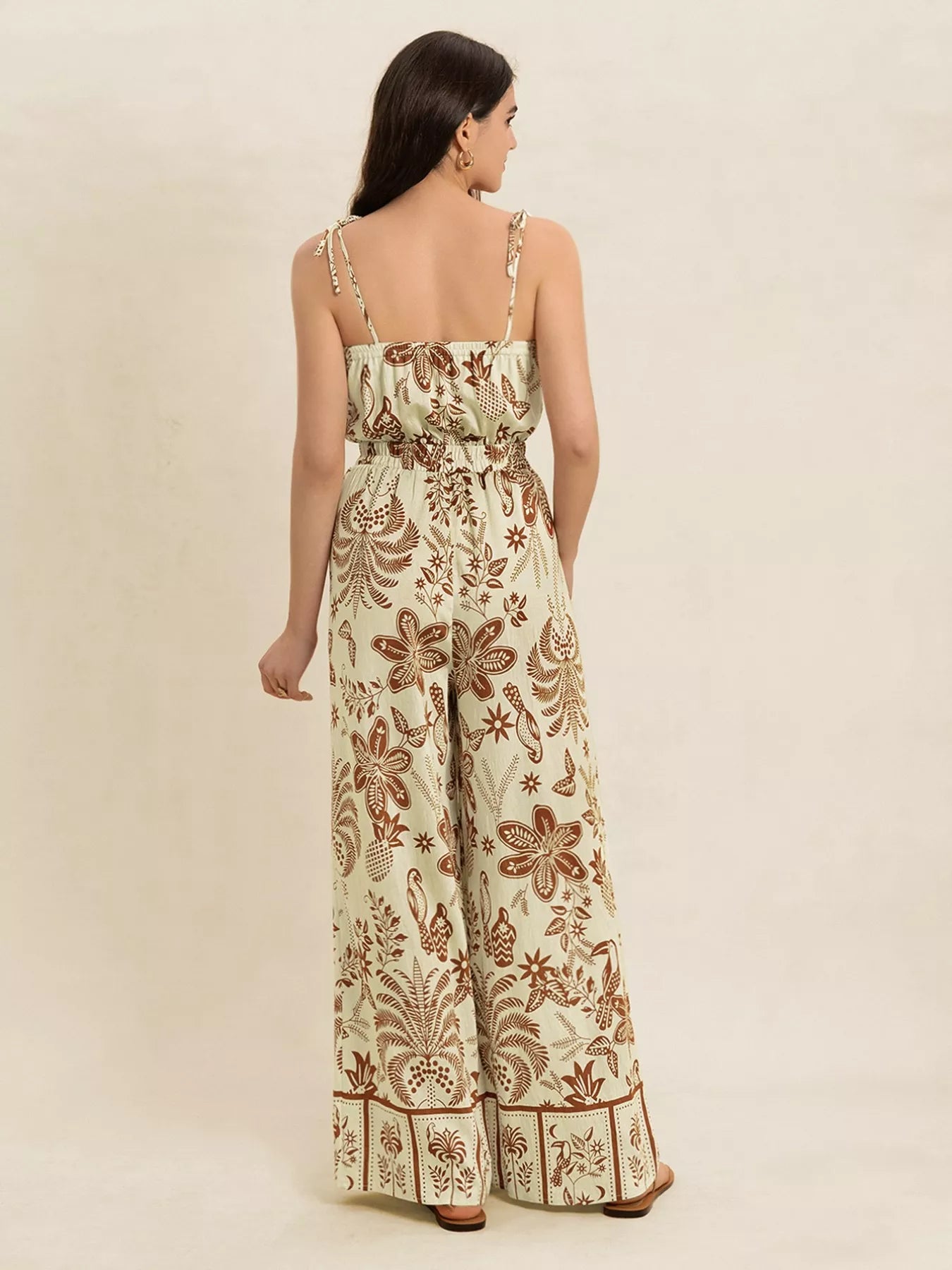 Tie Strap Wide Leg Jumpsuit - cas7m