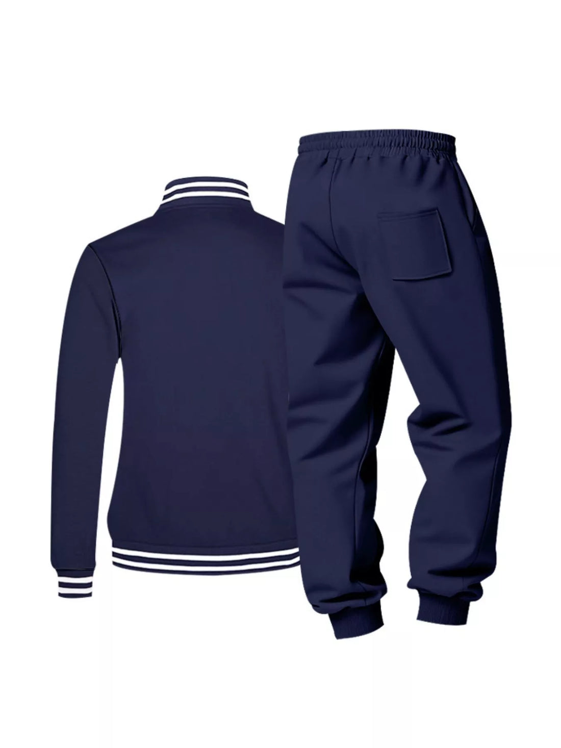 Men's Full Size Striped Snap Down Top and Pants Set Plus Size - cas7m