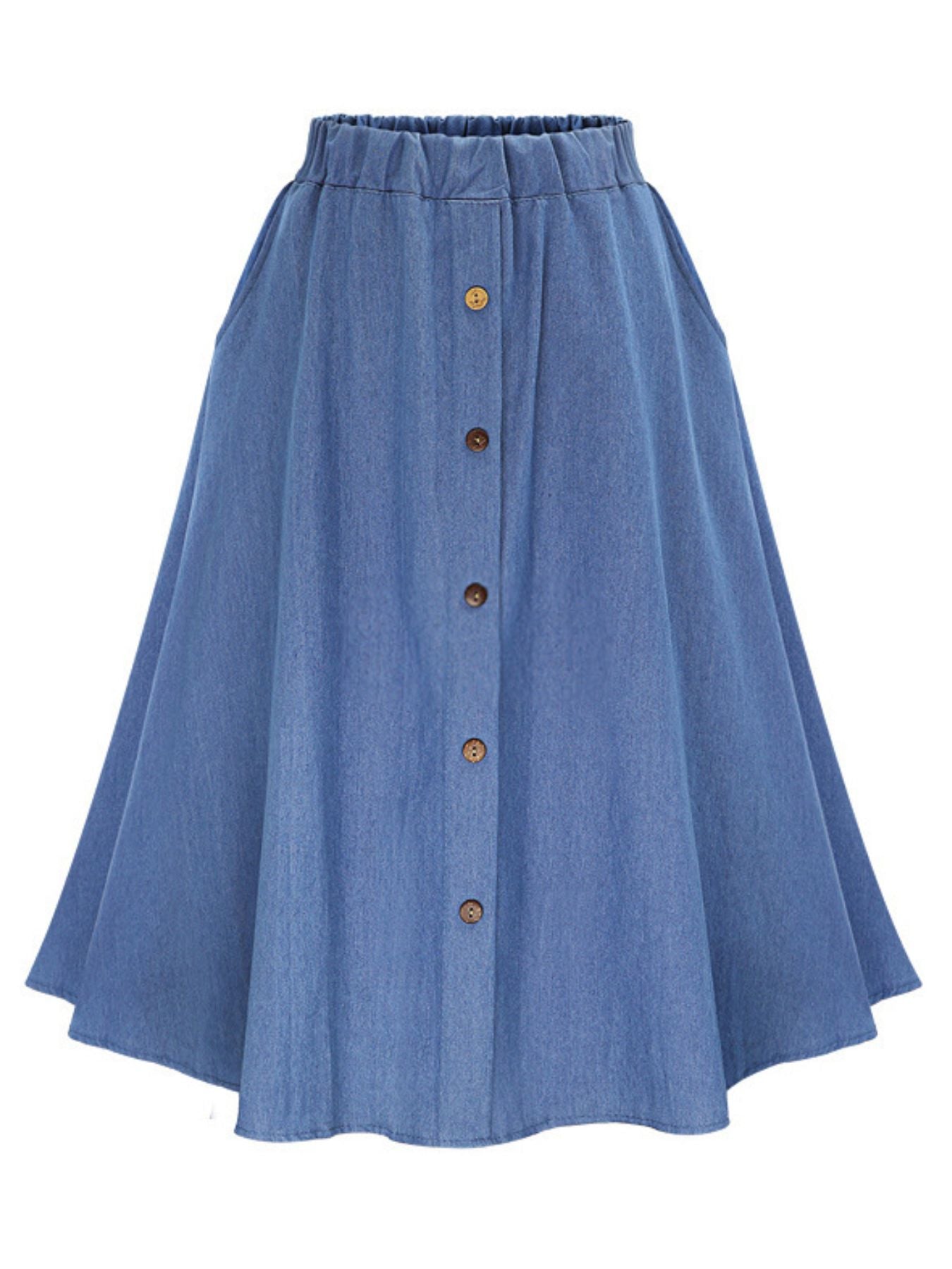 Full Size Button-Front Denim A-Line Skirt Plus Size - cas7m