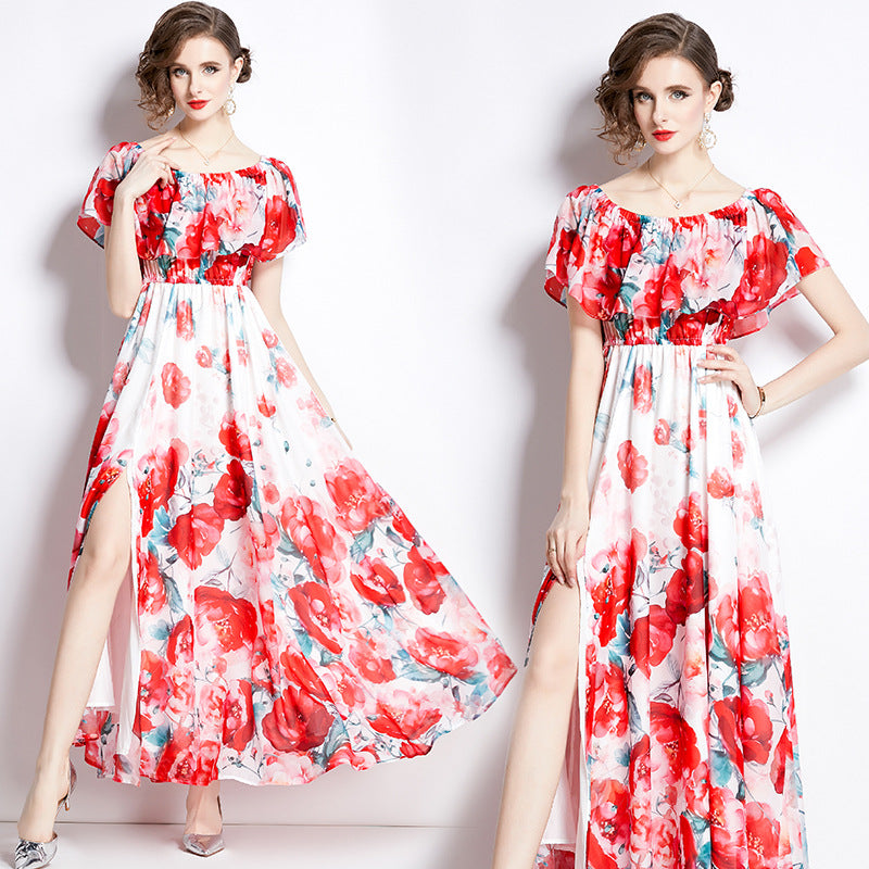 Summer Split Chiffon Dress Women - cas7m