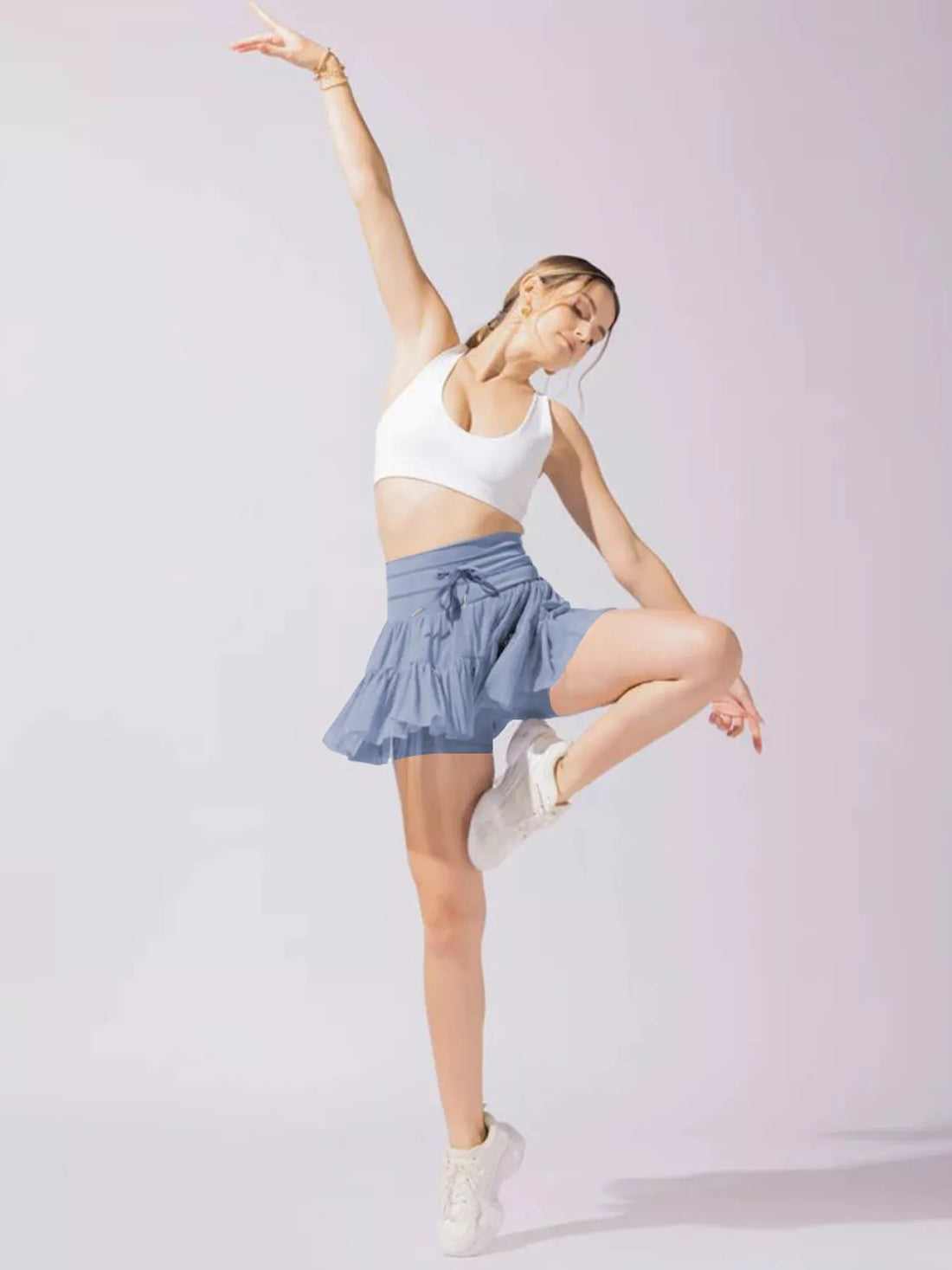 Tiered Skort with Drawstring - cas7m