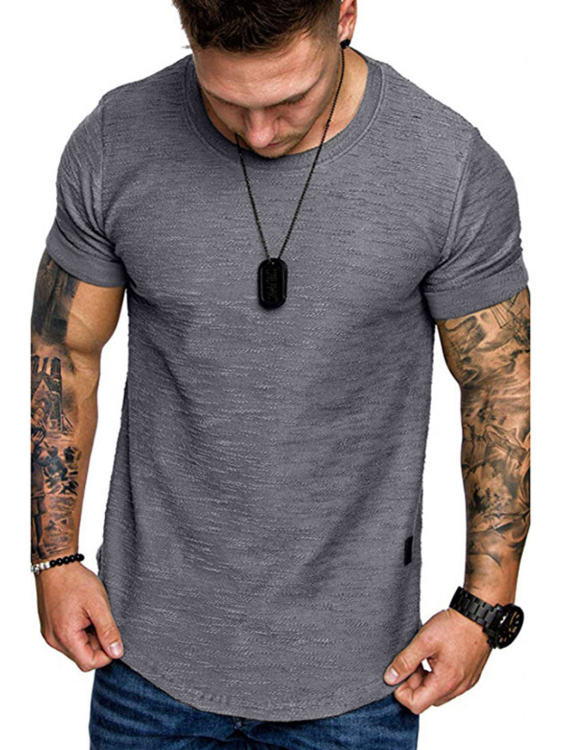 Men's Round Neck Slim Fit Casual T-Shirt - cas7m