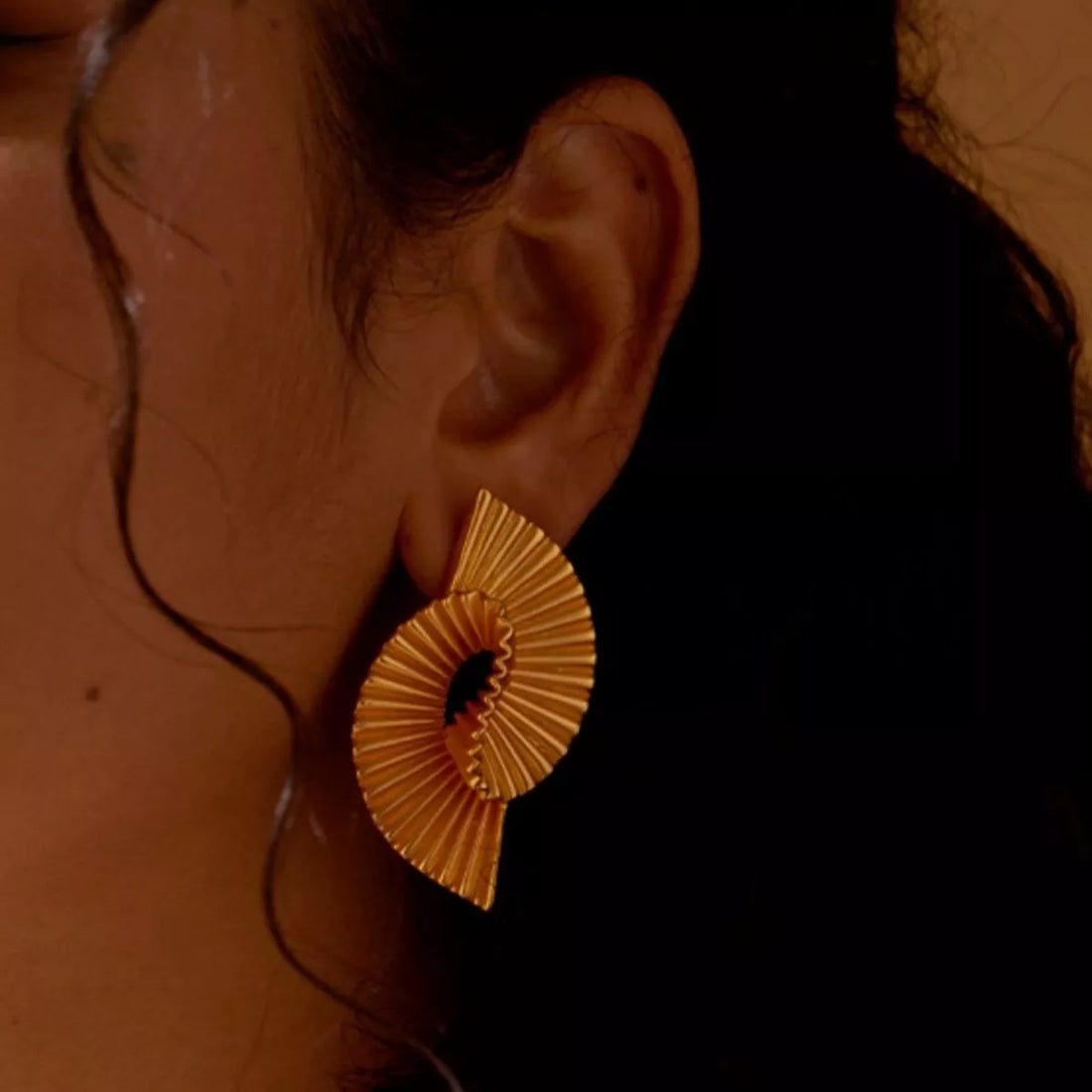 18K Gold-Plated Copper Geometric Spiral Earrings - cas7m