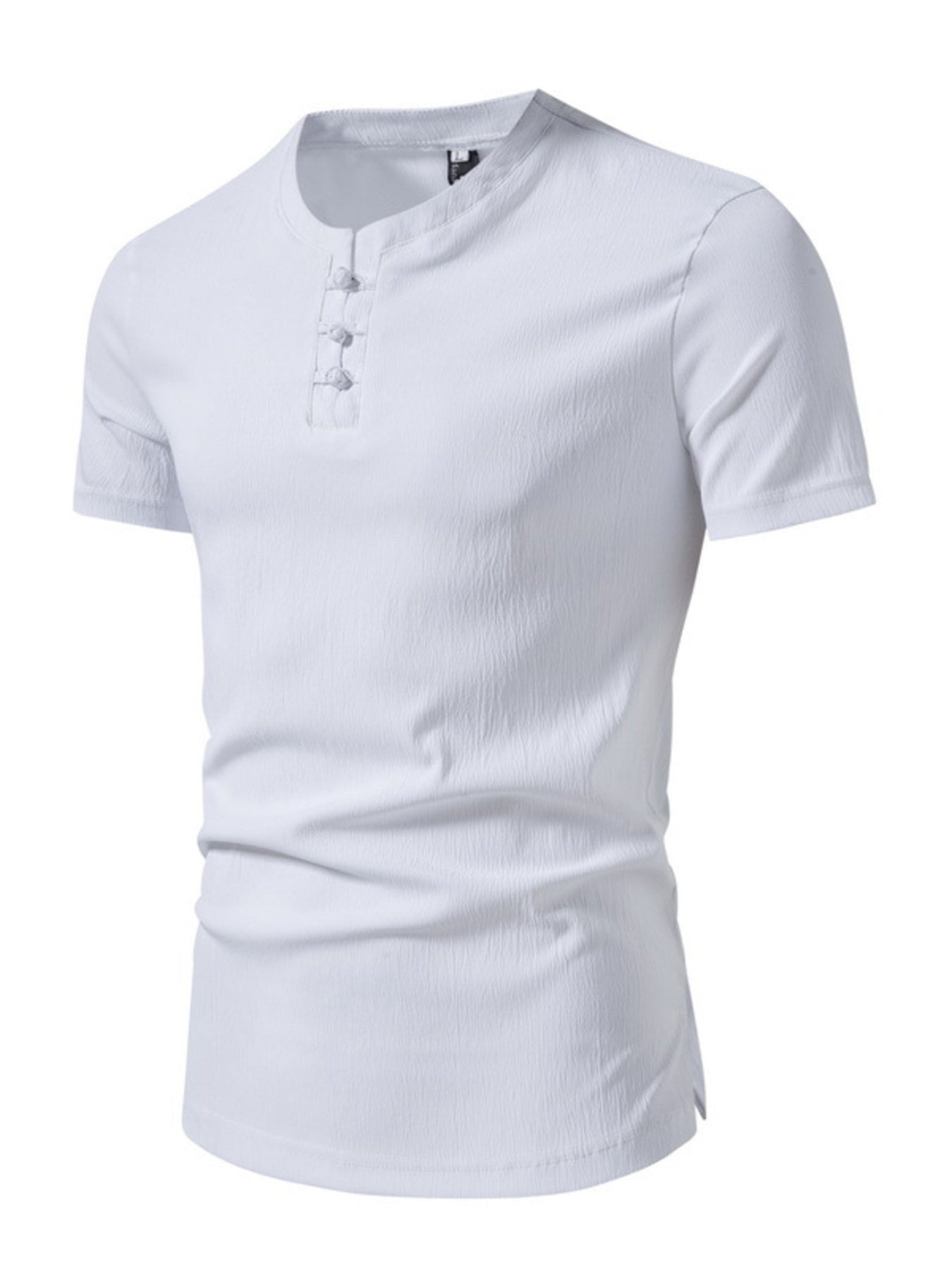 Men's Plus Size Casual Button Henley T-Shirt - cas7m