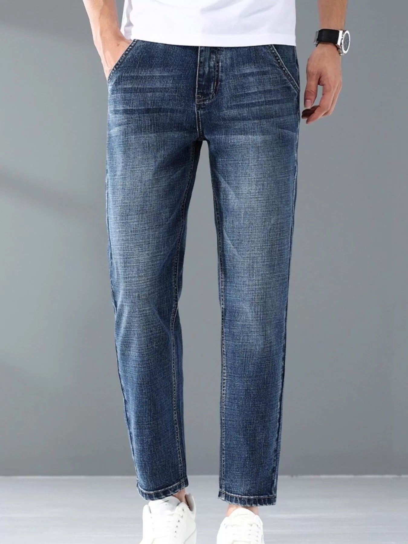 Men's Wash Straight Leg Jeans - cas7m