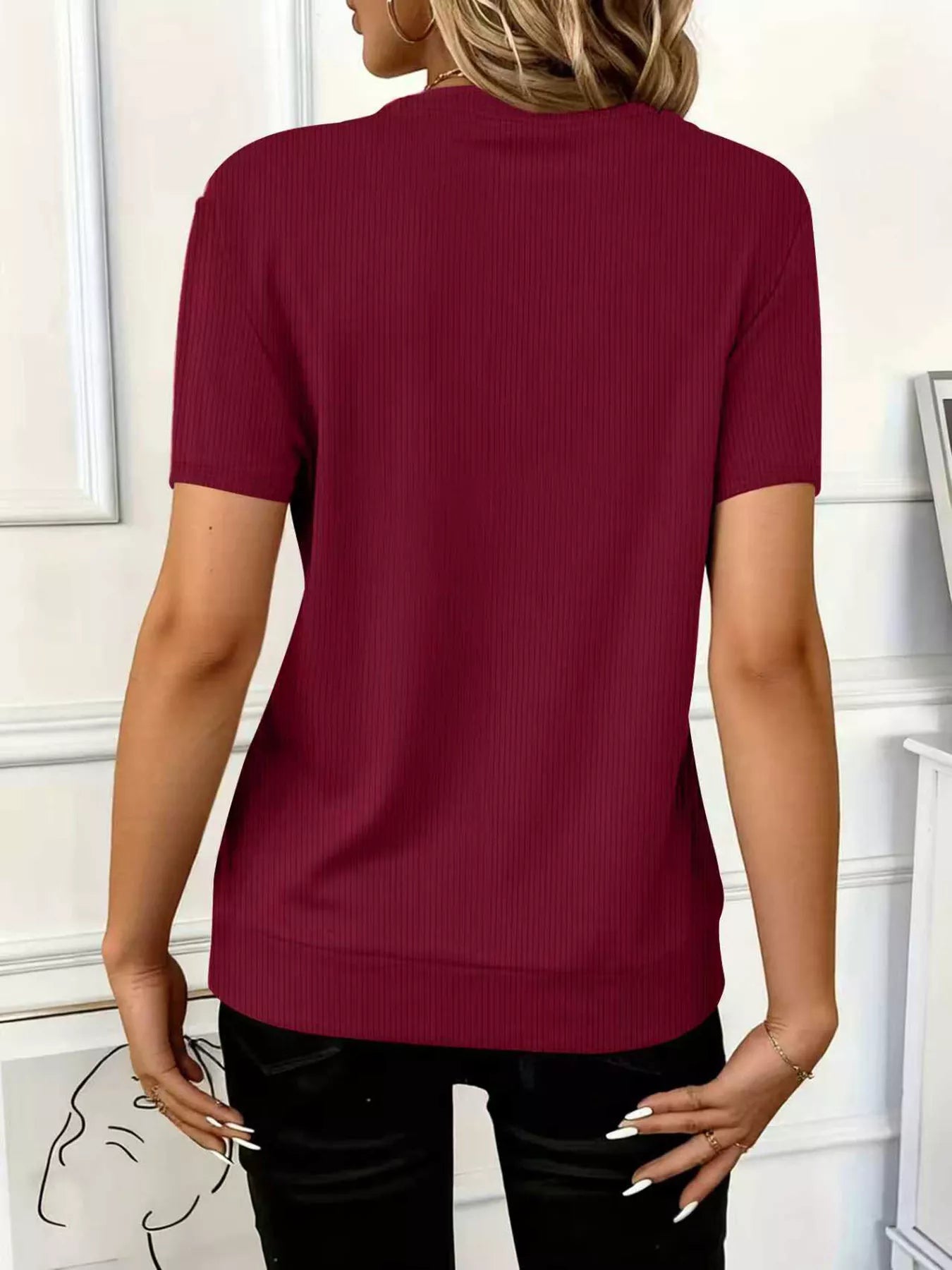 Half Zip Short Sleeve Top - cas7m