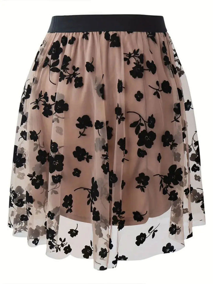 Floral Print High Waist Mini Skirt - cas7m