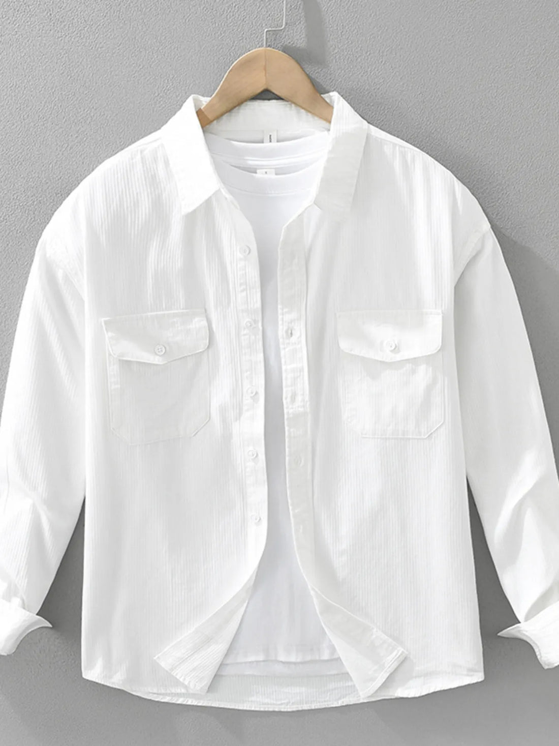 Men's Plus Size Button Up Long Sleeve Shirt - cas7m
