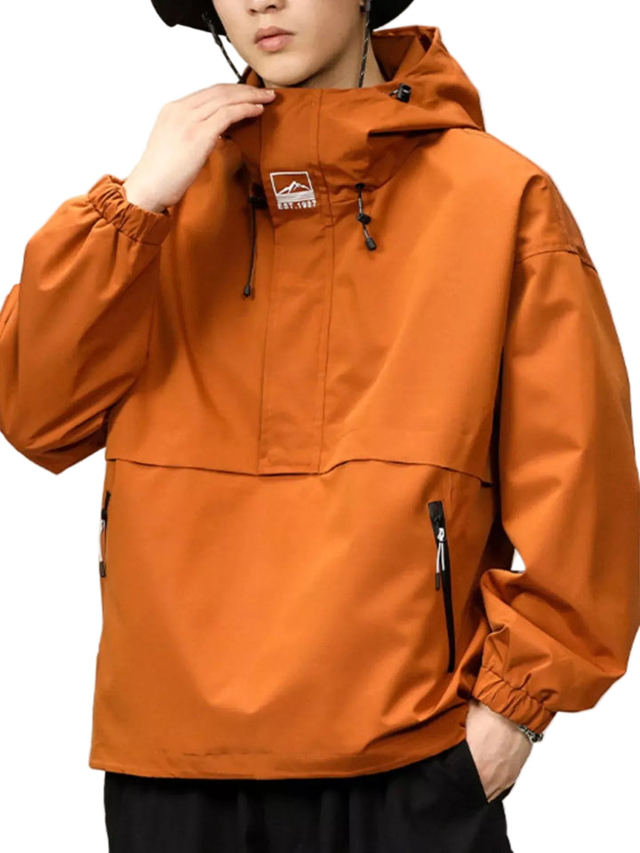 Men's Plus Size Hooded Windbreaker Jacket - cas7m