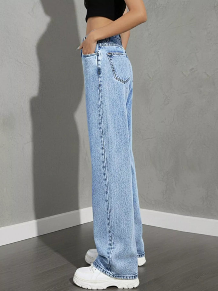 High Waist Wide Leg Jeans - cas7m
