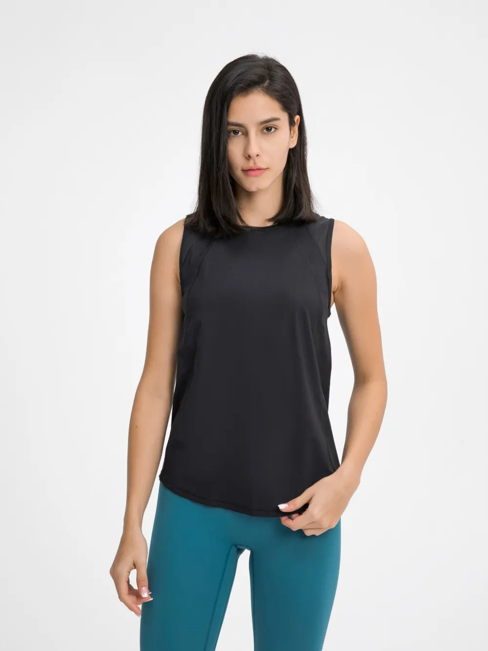 Millennia Cutout Back Round Neck Active Tank - cas7m