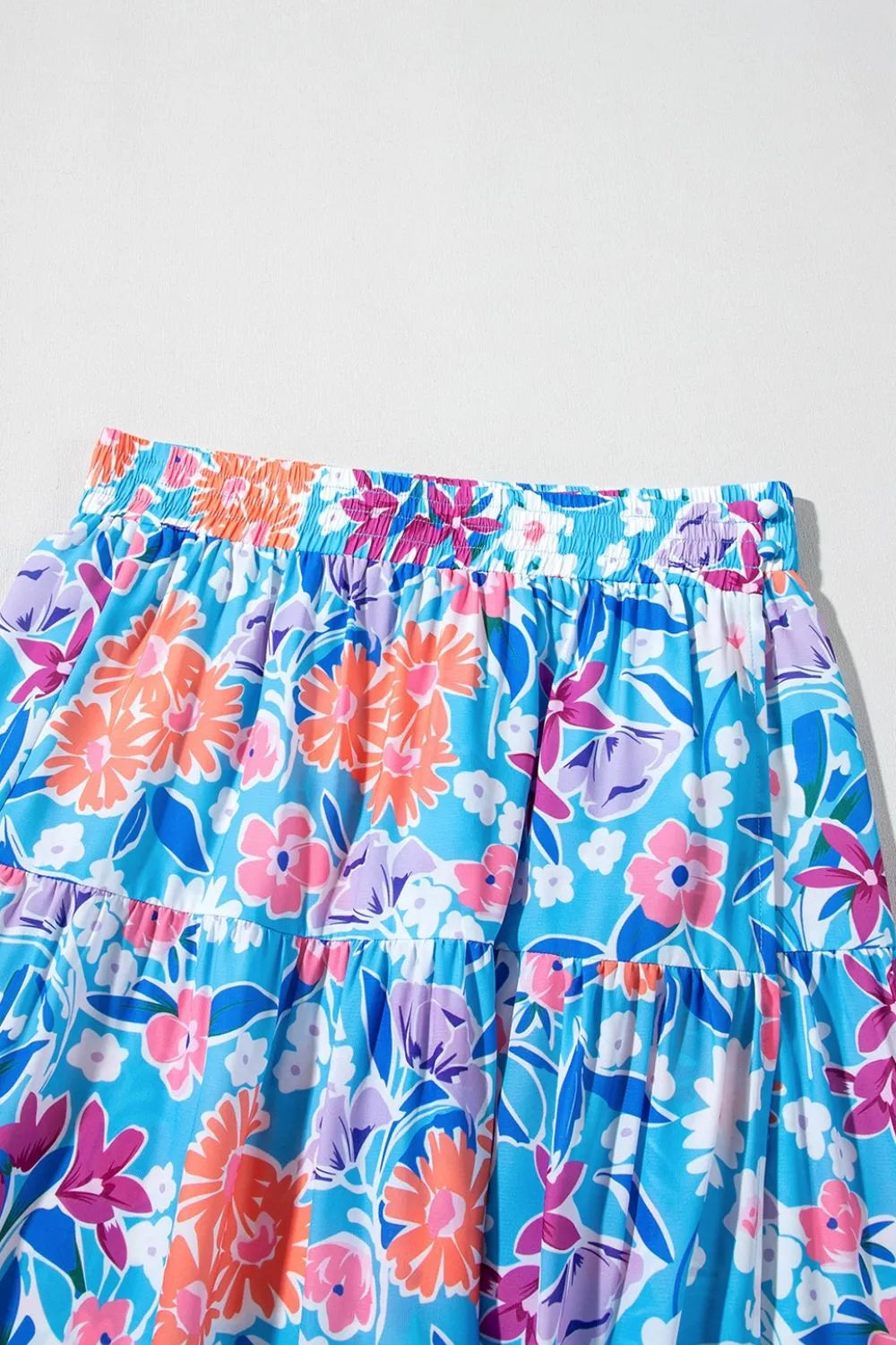 Floral Printed High Waist Split Skirt - cas7m