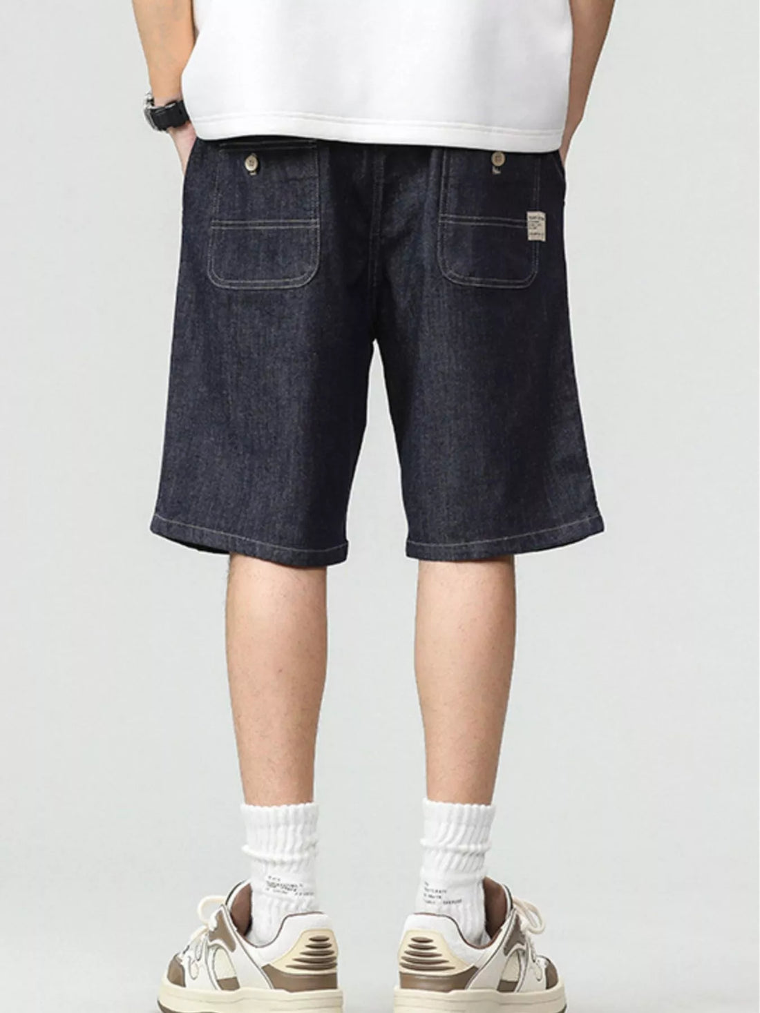 Men's Plus Size Drawstring Denim Shorts - cas7m