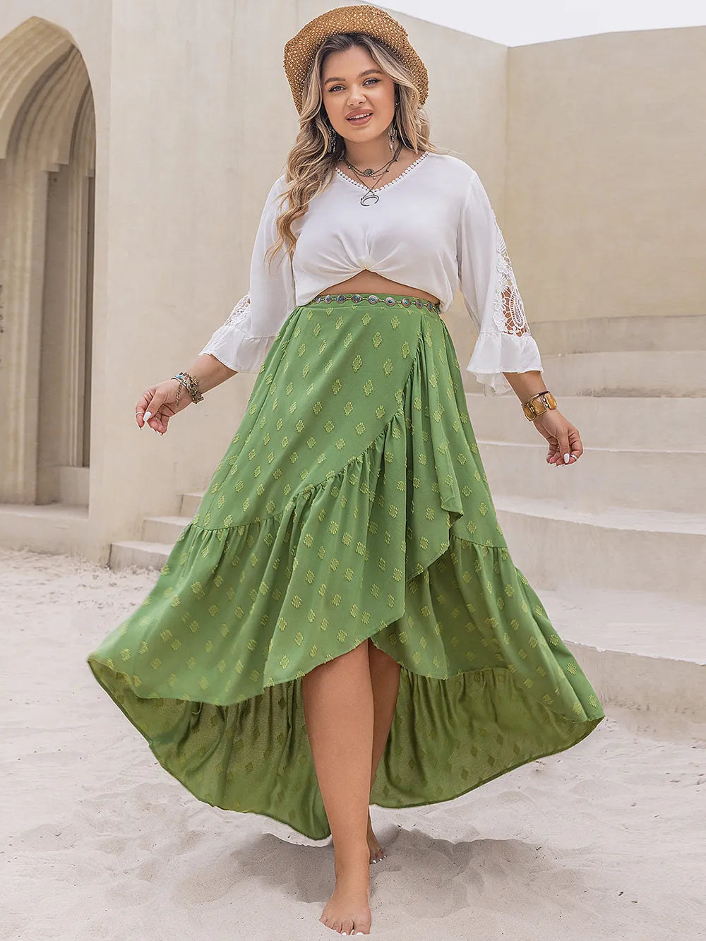 Plus Size High-Low Skirt - cas7m