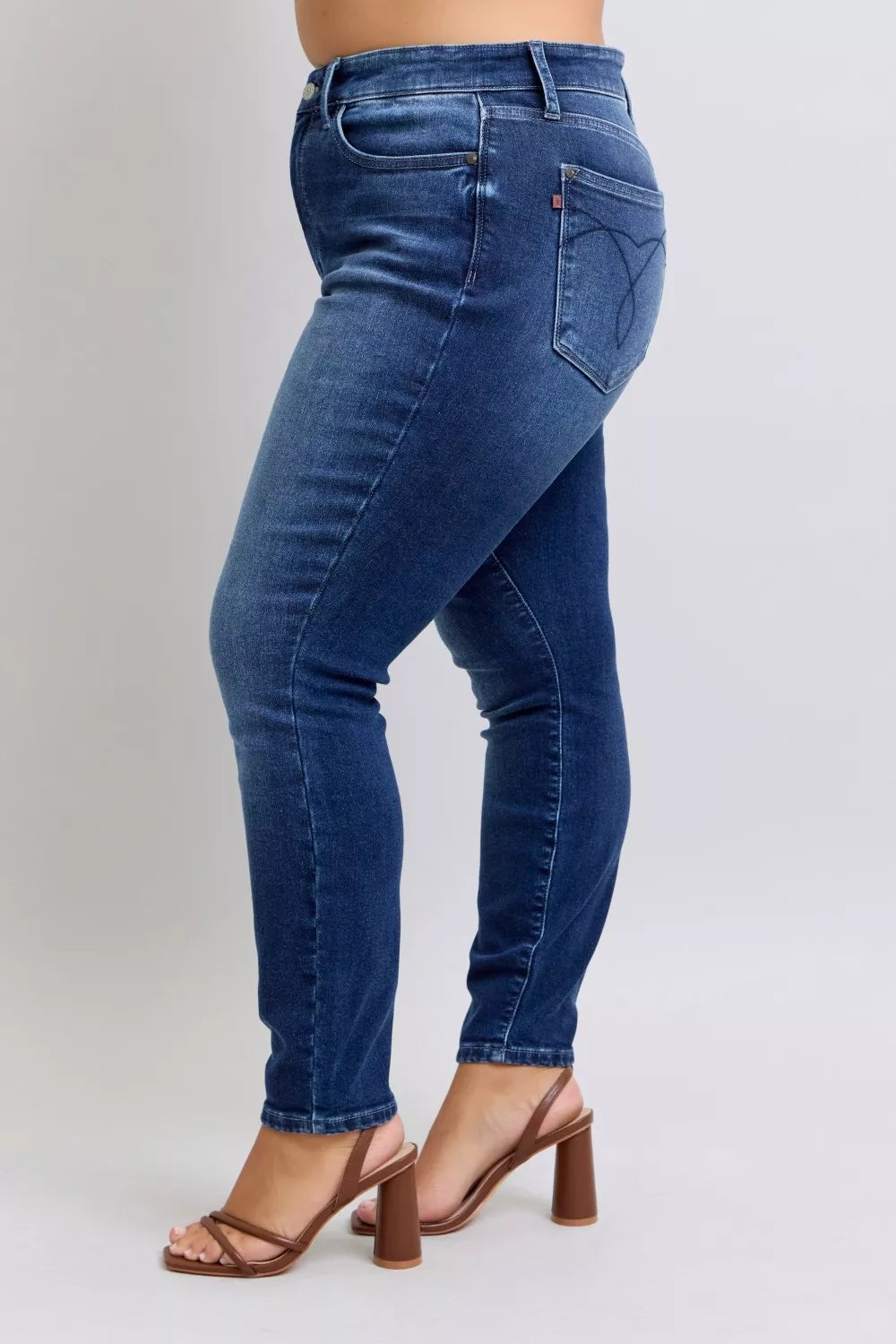 Judy Blue Full Size Washed Thermal Skinny Jeans Plus Size - cas7m