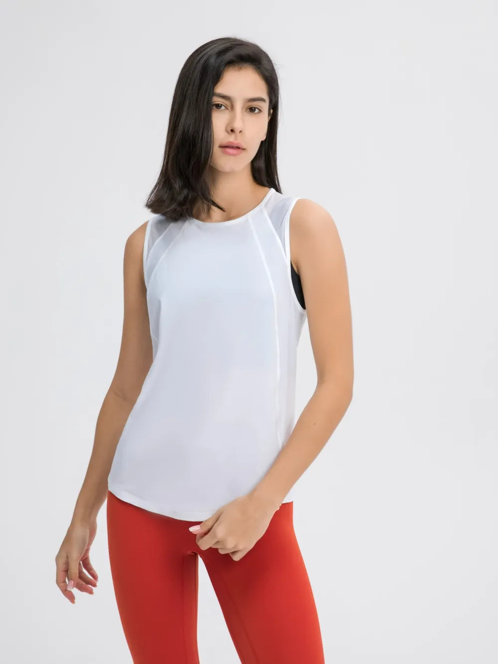 Millennia Cutout Back Round Neck Active Tank - cas7m
