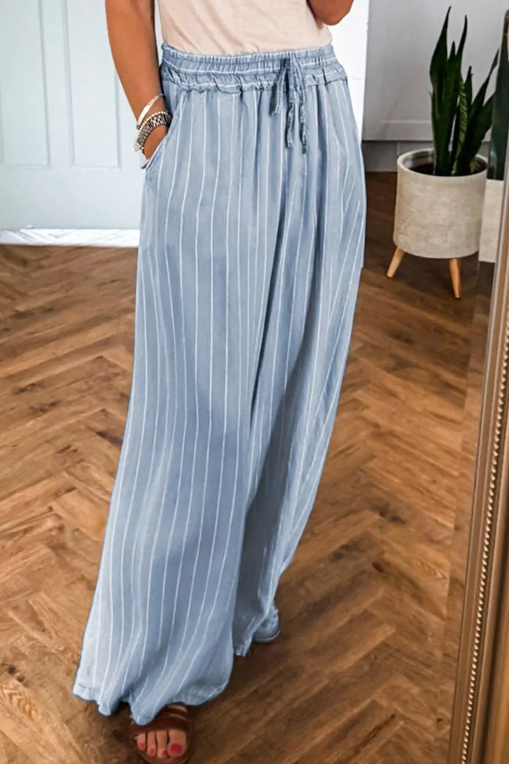 Striped Wide Leg Jeans - cas7m