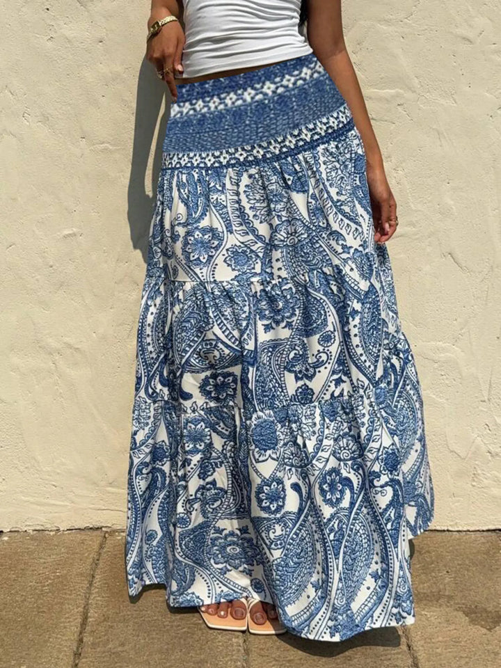Printed Tiered Maxi Skirt - cas7m
