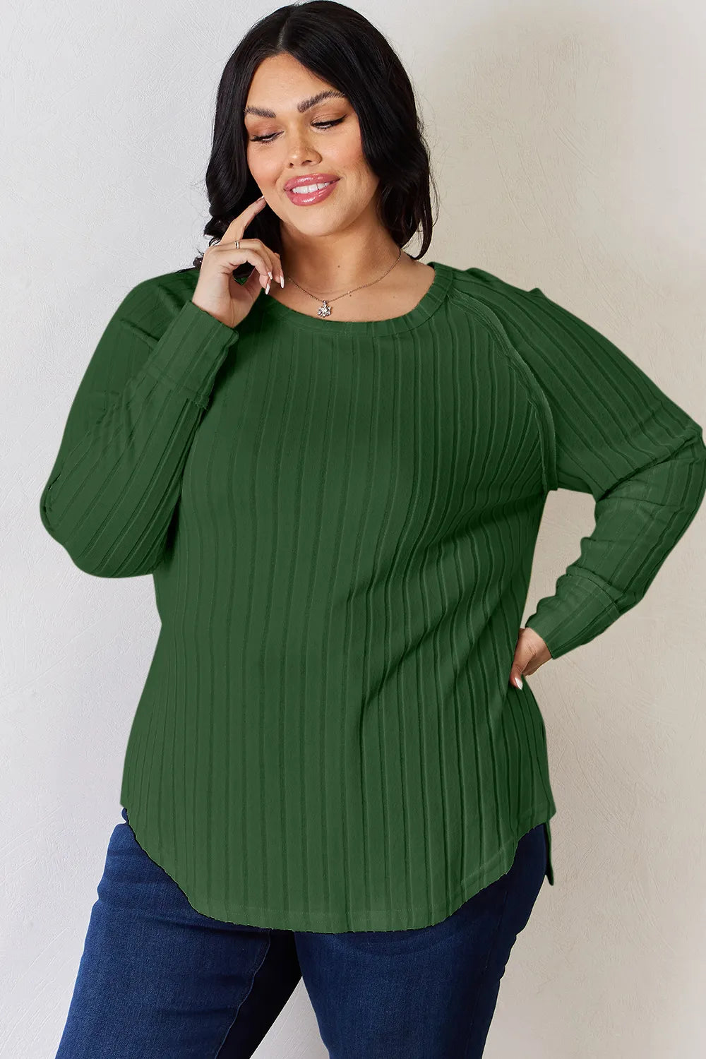 Ribbed Basic Stretch Top – Versatile & Comfy Poly Blend - cas7m