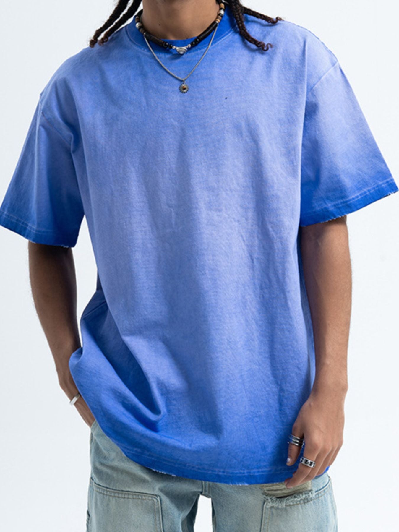 Men's Vintage Wash Round Neck T-Shirt - cas7m