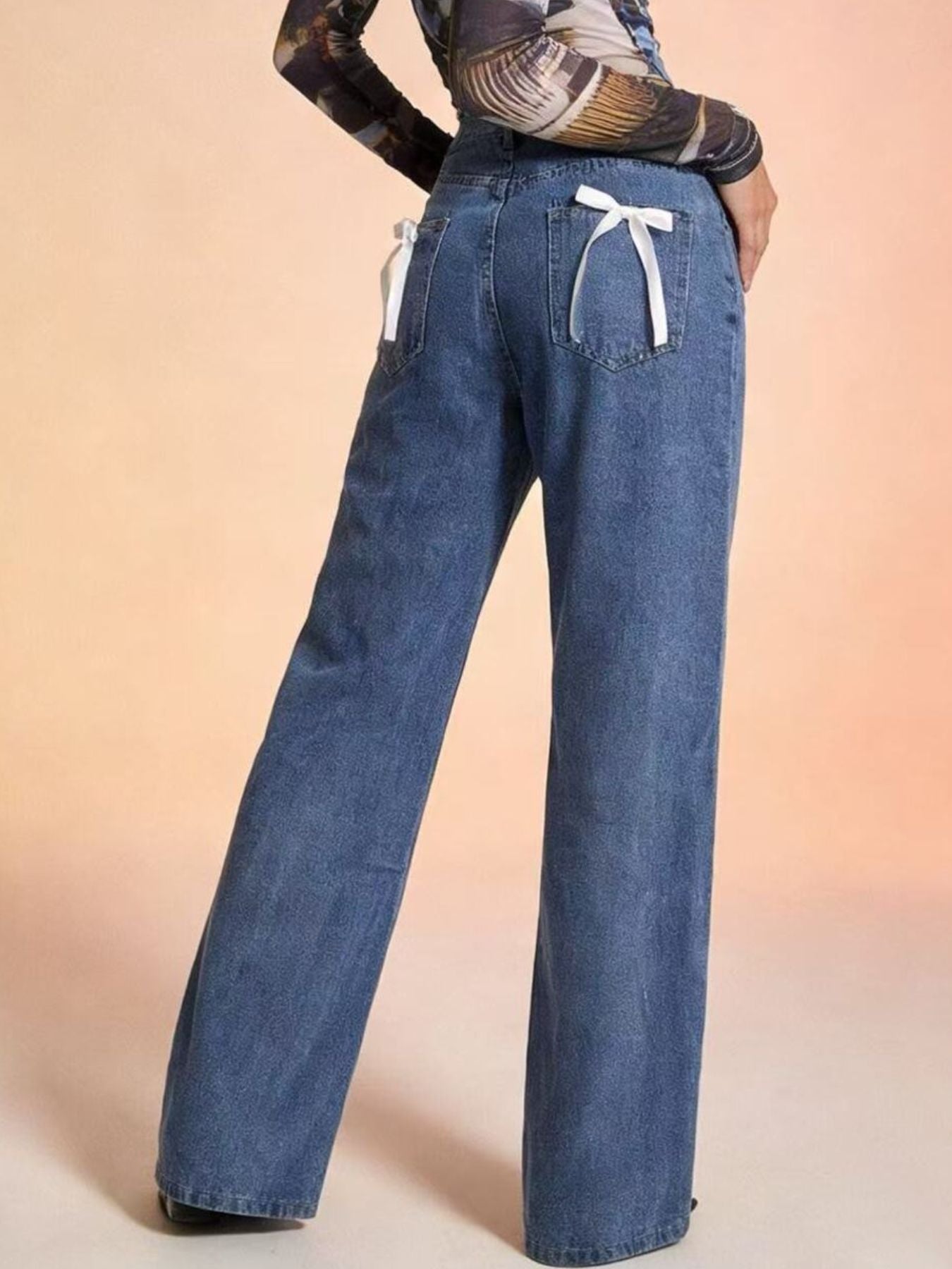 Bow Back Wide Leg Jeans - cas7m