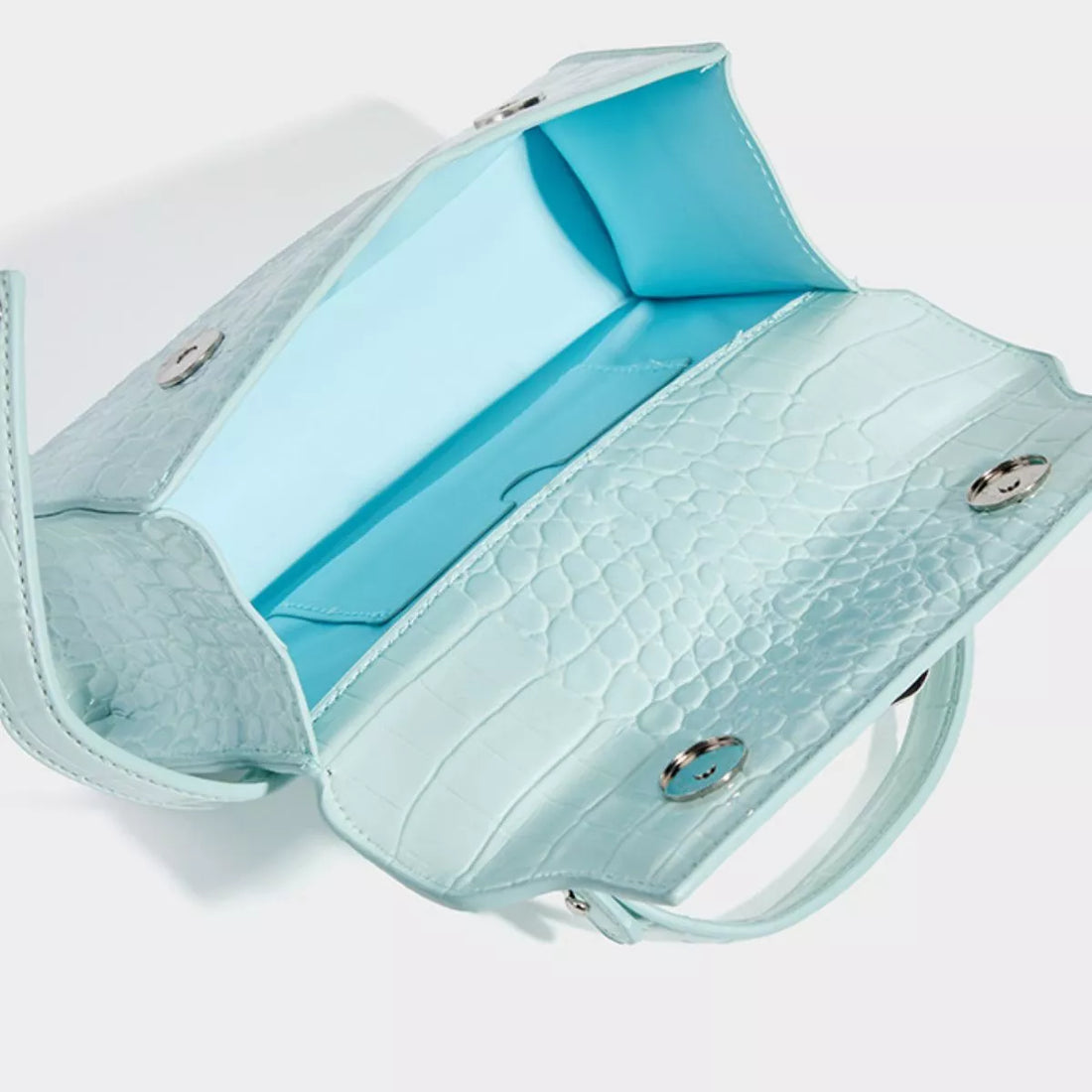 Crocodile Embossed Top Handle Crossbody Bag - cas7m