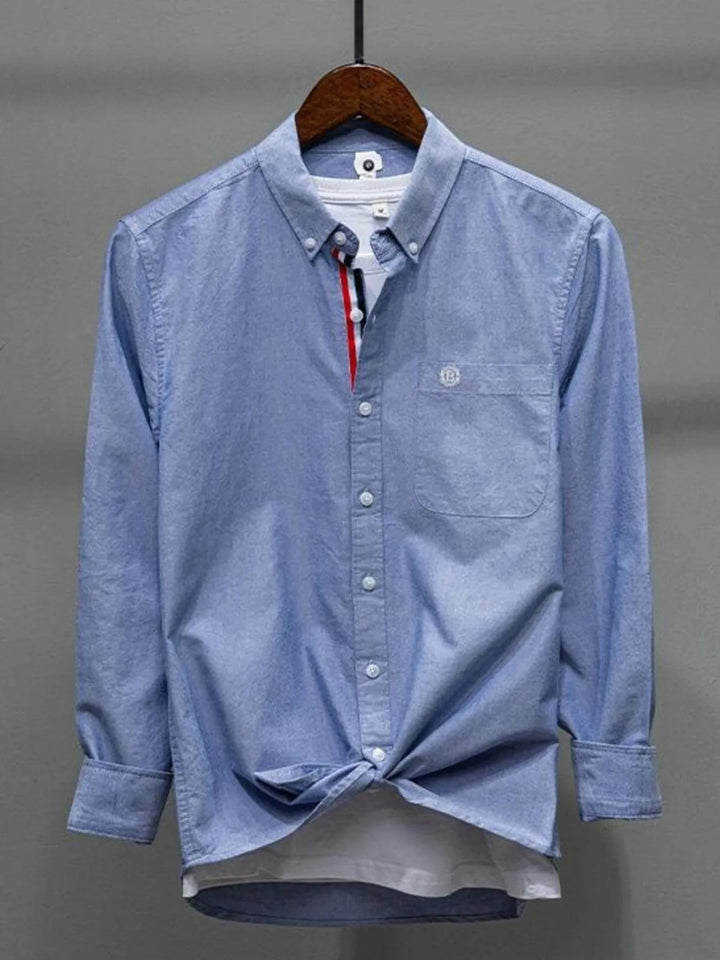 Men's Plus Size Button Up Long Sleeve Shirt - cas7m