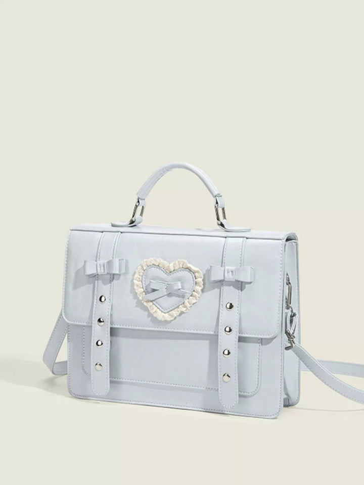 Heart Decor Buckle Backpack Bag - cas7m
