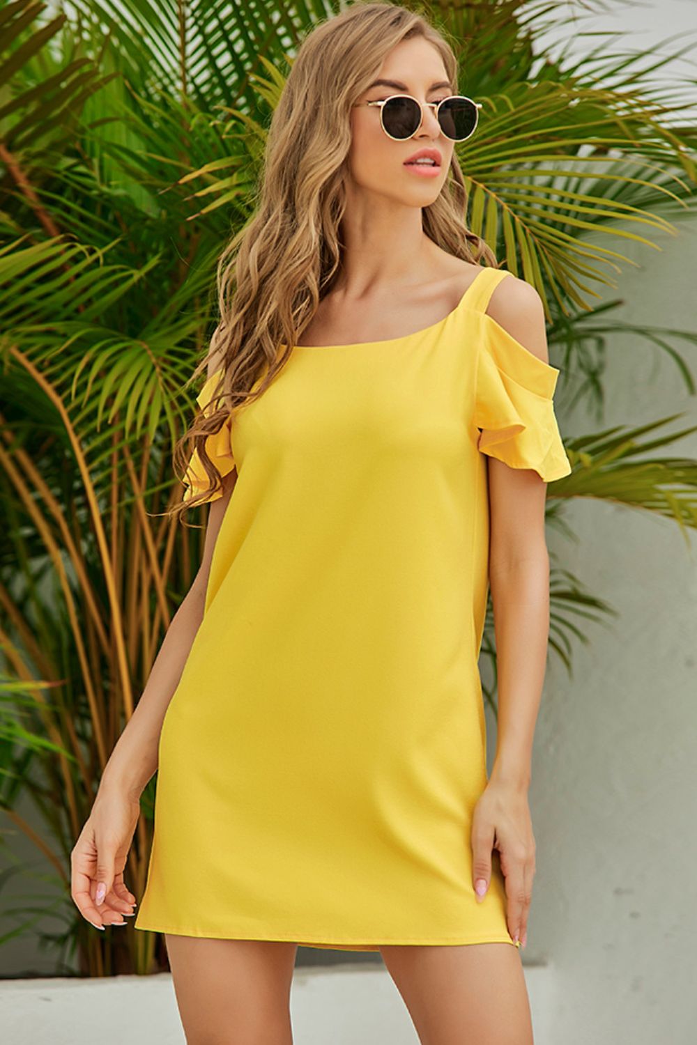 Cold-Shoulder Mini Dress - cas7m