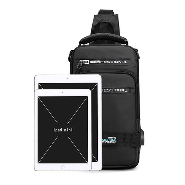 Multifunction Bags For Men Nylon Backpack Crossbody Shoulder Bag With USB Charging Port Chest Bags Pack - cas7m