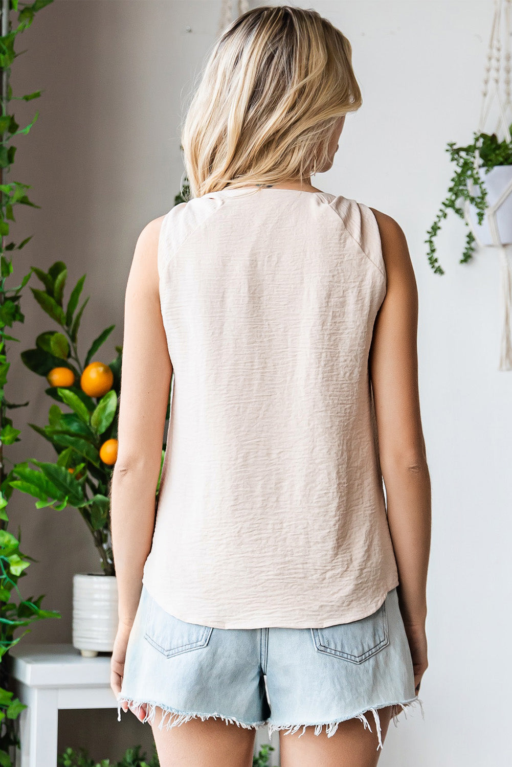 Knot Detail V-Neck Tank - cas7m