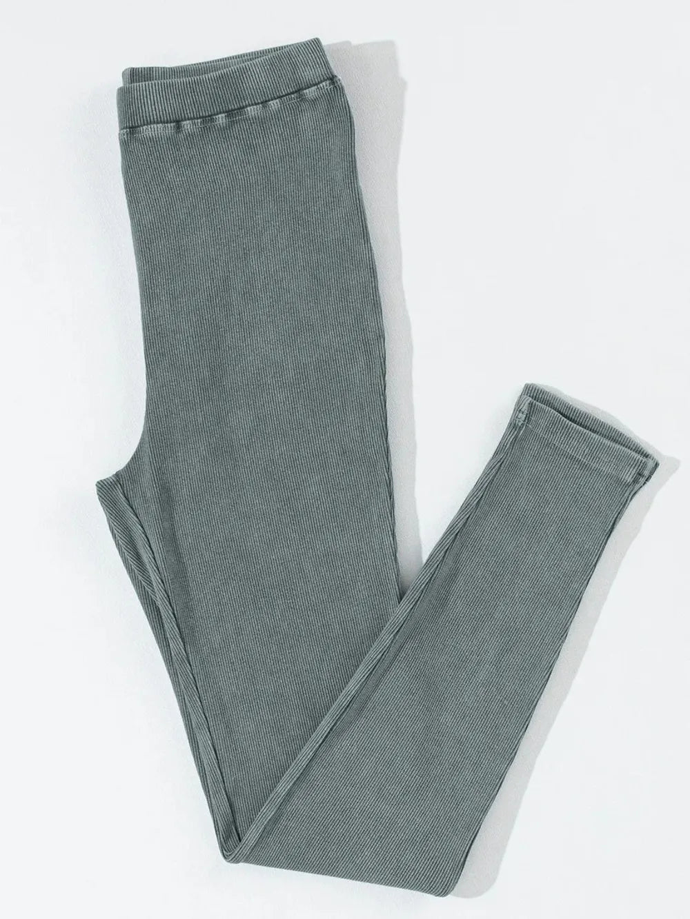 Ribbed Elastic Waist Leggings - cas7m