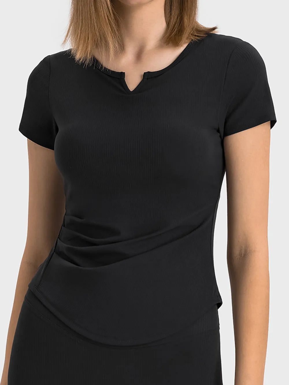 Millennia Notched Short Sleeve Active T-Shirt - cas7m