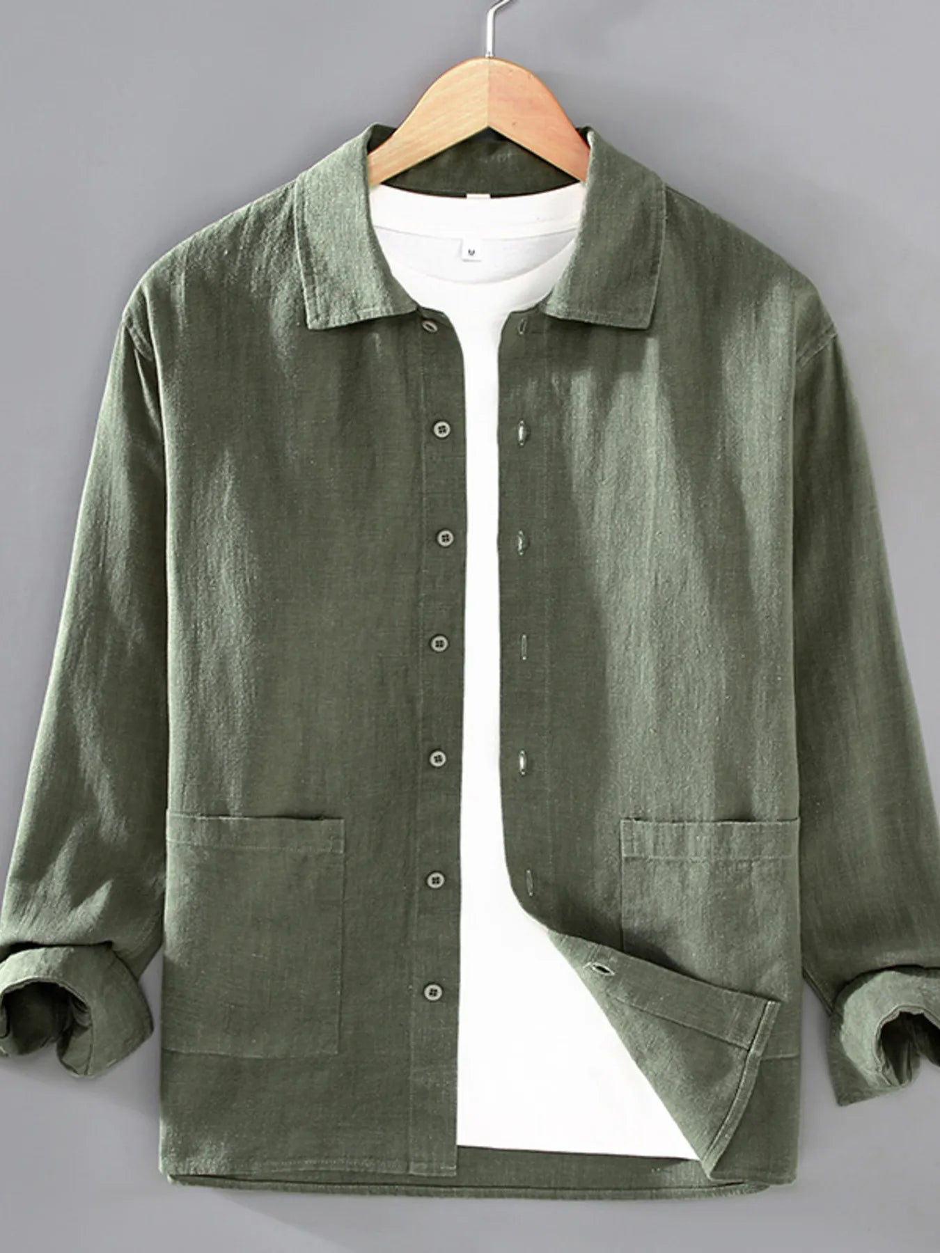 Men's Plus Size Button Up Long Sleeve Shirt - cas7m