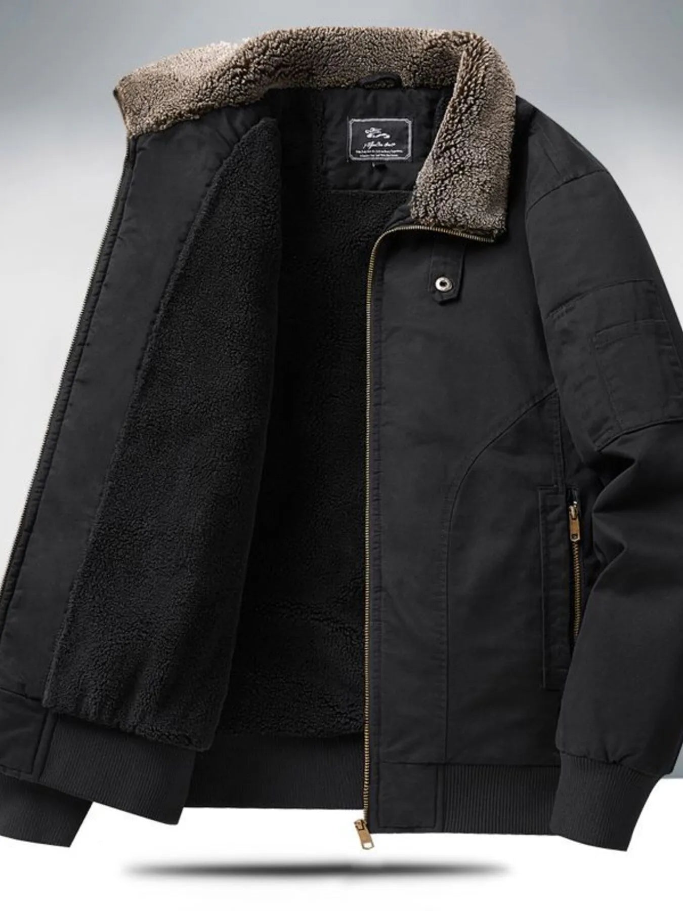 Men's Plus Size Sherpa Lined Zip Up Jacket - cas7m