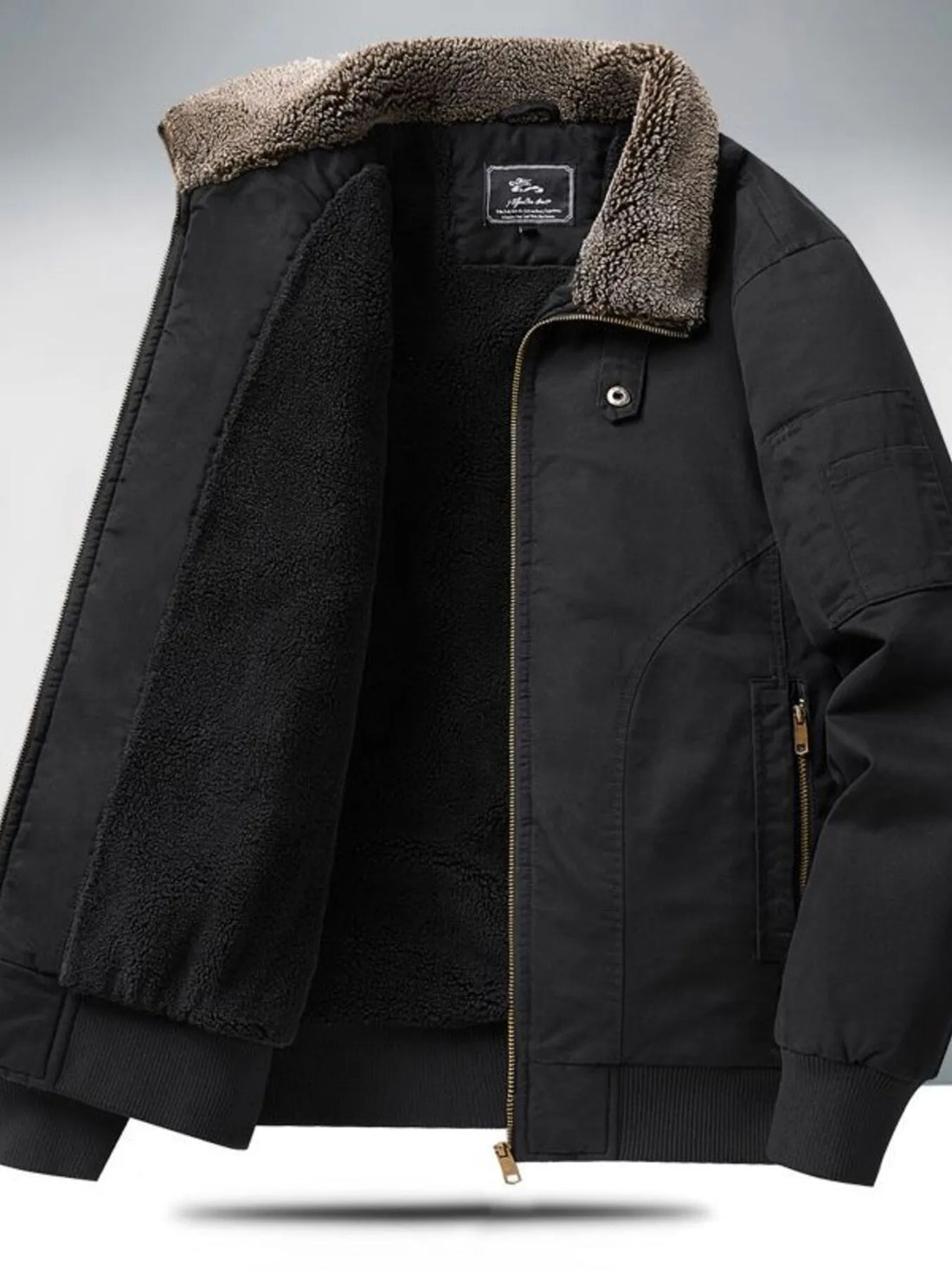 Men's Plus Size Sherpa Lined Zip Up Jacket - cas7m