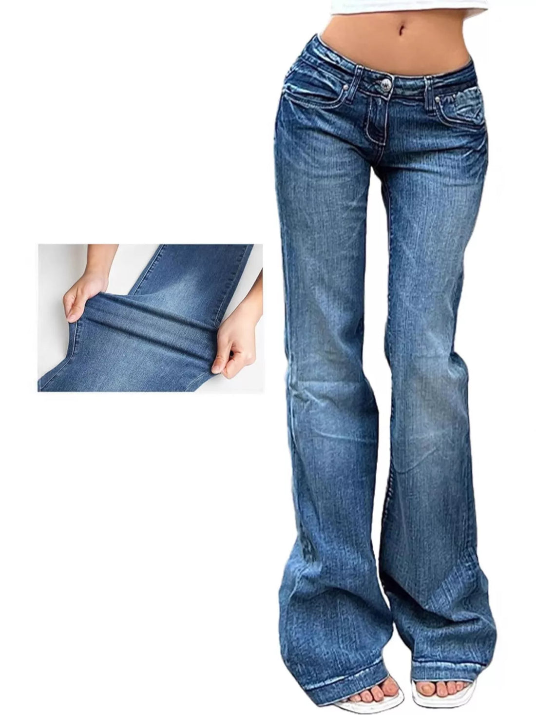 Low Rise Flare Jeans - cas7m