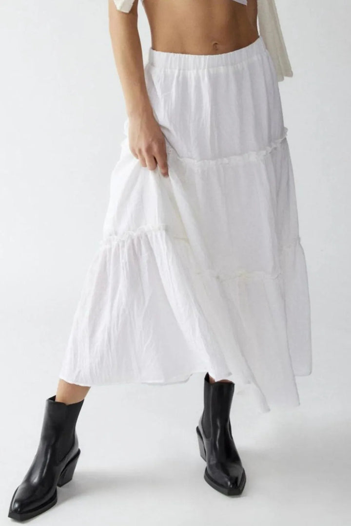 Frill Elastic Waist Skirt - cas7m