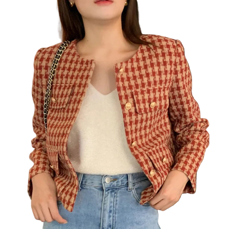 Tartan Short Jacket For Women - cas7m