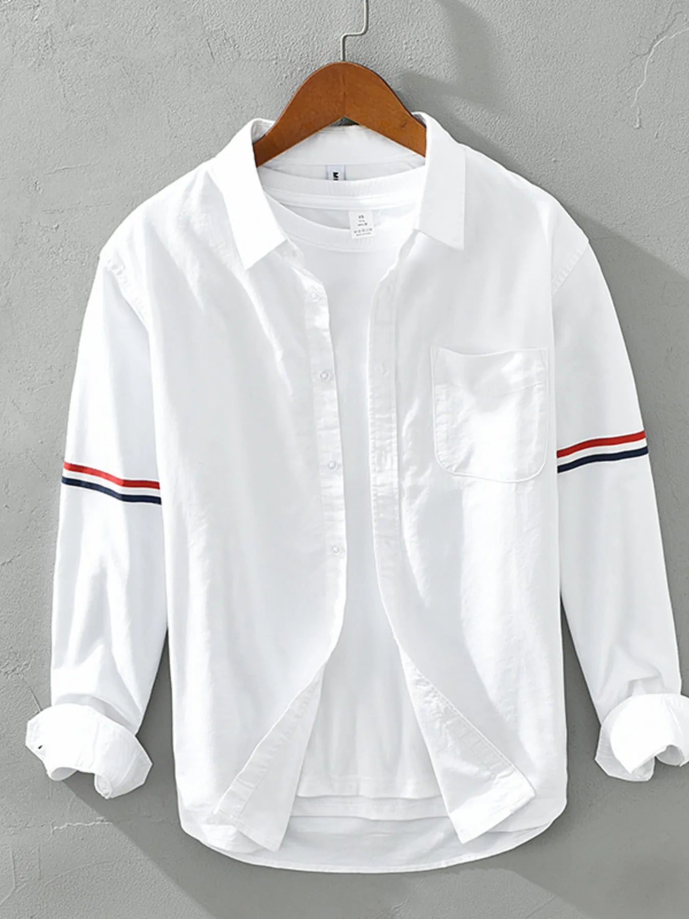Men's Plus Size Long Sleeve Button-Up Shirt - cas7m
