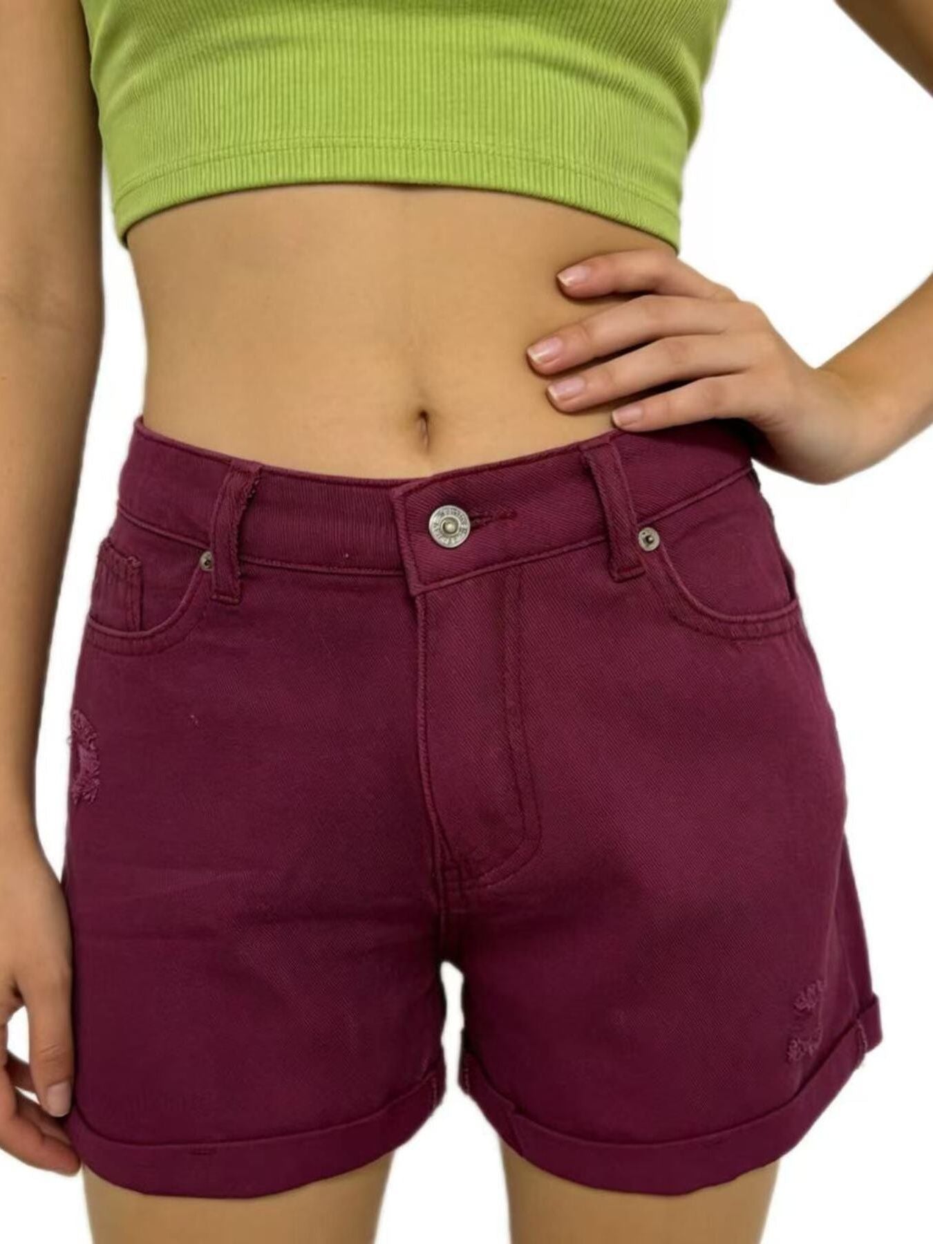Ripped High-Waisted Denim Shorts - cas7m